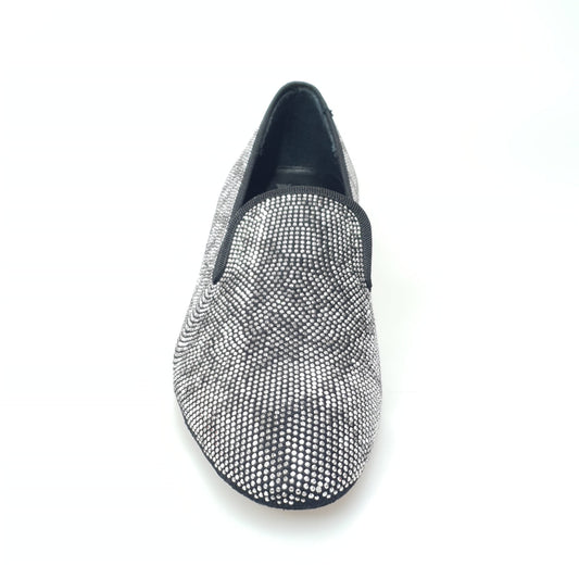 Scarpa da uomo Zeus MS20 in camoscio blu notte con borchiette silver e disegno pyton, forma lunga, Wish Dance Shop