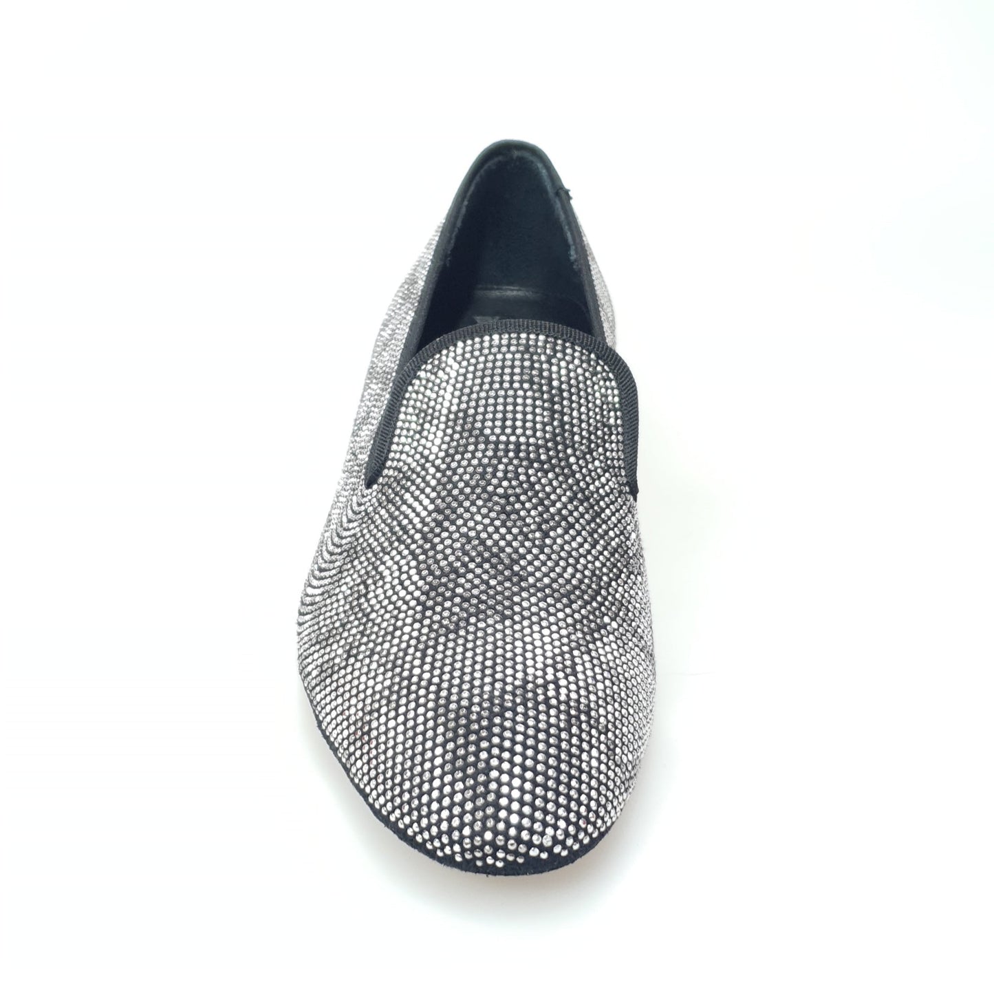 Scarpa da uomo Zeus MS20 in camoscio blu notte con borchiette silver e disegno pyton, forma lunga, Wish Dance Shop