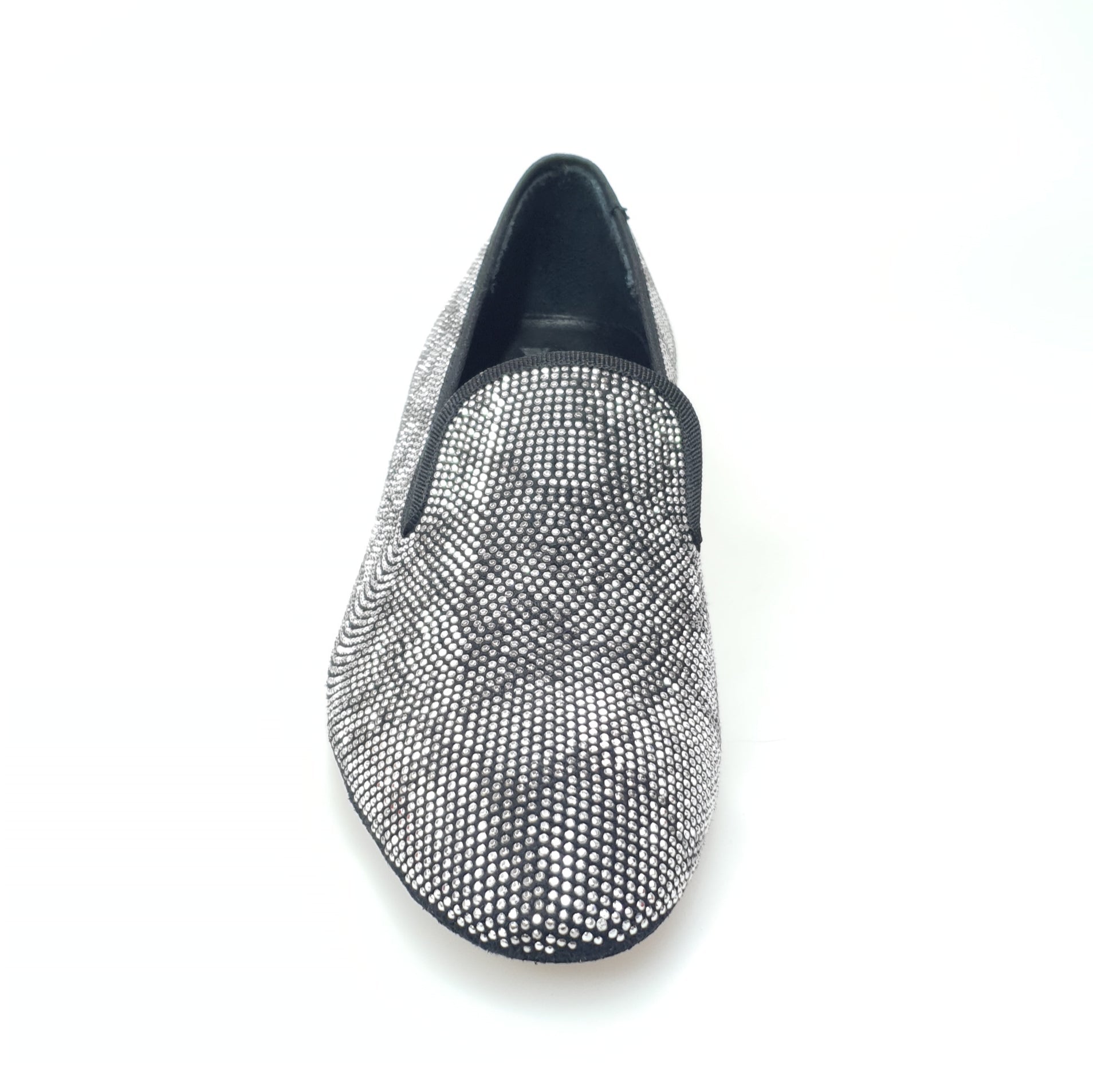 Scarpa da uomo Zeus MS20 in camoscio blu notte con borchiette silver e disegno pyton, forma lunga, Wish Dance Shop