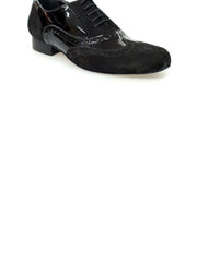 Load image into Gallery viewer, Adone (MS14) - Lace-up Dovetail Mod. Oxford Brogue Shoe in Suede and Black Patent Round Shape
