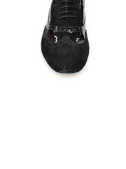 Load image into Gallery viewer, Adone (MS14) - Lace-up Dovetail Mod. Oxford Brogue Shoe in Suede and Black Patent Round Shape

