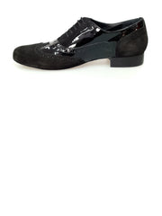 Load image into Gallery viewer, Adone (MS14) - Lace-up Dovetail Mod. Oxford Brogue Shoe in Suede and Black Patent Round Shape
