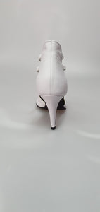 WitheAngel (460PW) - Sandalo da Donna in vera Pelle Bianca elastici bianchi e tacco a spillo in Vera Pelle Bianca
