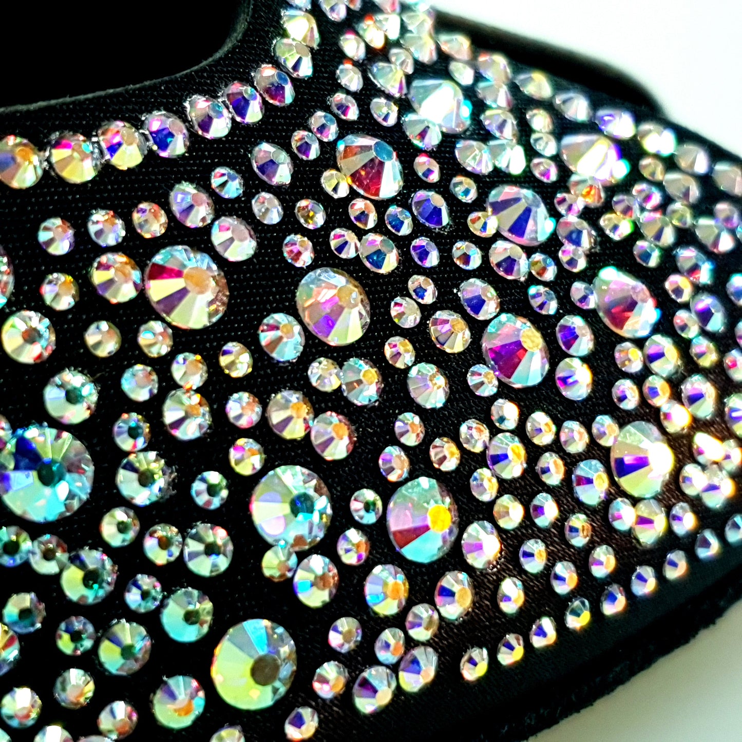 Sandalo donna Miriam Temptation Plus Wish Dance Shop in raso seta nero con Swarovski, tacco alto e plateau.