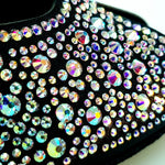 Load image into Gallery viewer, MIRIAM Temptation Plus (L6) - Women&#39;s Shoe in Black Satin With Boreal Swarovski and Wide Stiletto Heel
