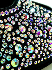 Load image into Gallery viewer, MIRIAM Temptation Plus (L6) - Women&#39;s Shoe in Black Satin With Boreal Swarovski and Wide Stiletto Heel
