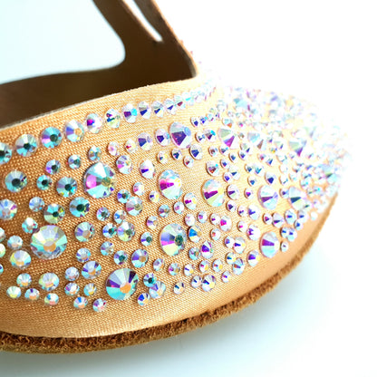 Scarpa da donna Miriam Temptation Plus Wish Dance Shop in raso bronzo con Swarovski Boreali e tacco a rocchetto.