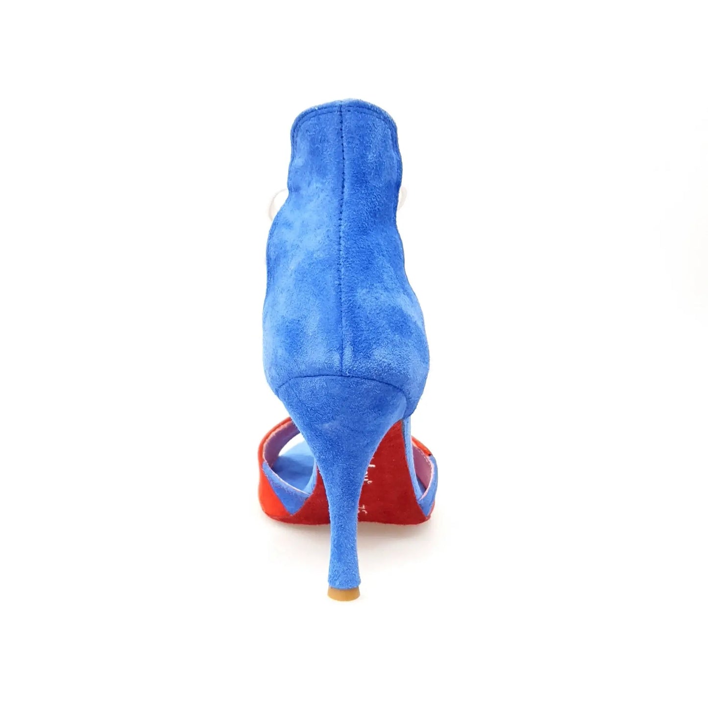 Scarpa donna Wish Dance Lilith (460) in camoscio rosso e blu, stile bandiera di Cuba, con cinturino e suola decorativa.