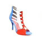 Load image into Gallery viewer, Lilith (460) - Woman&#39;s Sandal in Red and Blue Suede Cuban Flag Style
