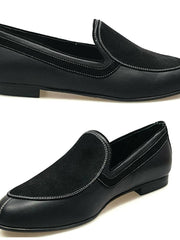 Carica immagine nella Galleria, ROMEO (800K) - Mocassino Pelle Nera Camoscio Nero cuciture bianche Foderato in Pelle Nera
