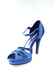 Load image into Gallery viewer, Alexa (LP4) - Royal Blue Silk Satin Dance Shoe with Swarovski
