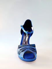 Load image into Gallery viewer, Alexa (LP4) - Royal Blue Silk Satin Dance Shoe with Swarovski
