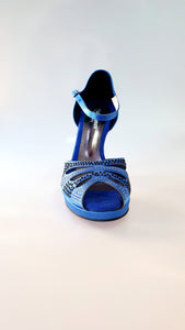 Alexa (LP4) - Royal Blue Silk Satin Dance Shoe with Swarovski