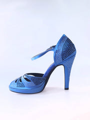 Load image into Gallery viewer, Alexa (LP4) - Royal Blue Silk Satin Dance Shoe with Swarovski
