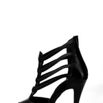 Load image into Gallery viewer, Lilith (460) - Sandalo da Donna in pelle Nera elastici neri Tacco alto a Spillo largo
