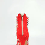 Load image into Gallery viewer, Elizabeth Plus - Sandalo da Donna a Tronchetto con zip beige in Camoscio Rosso e Swarovski Boreali
