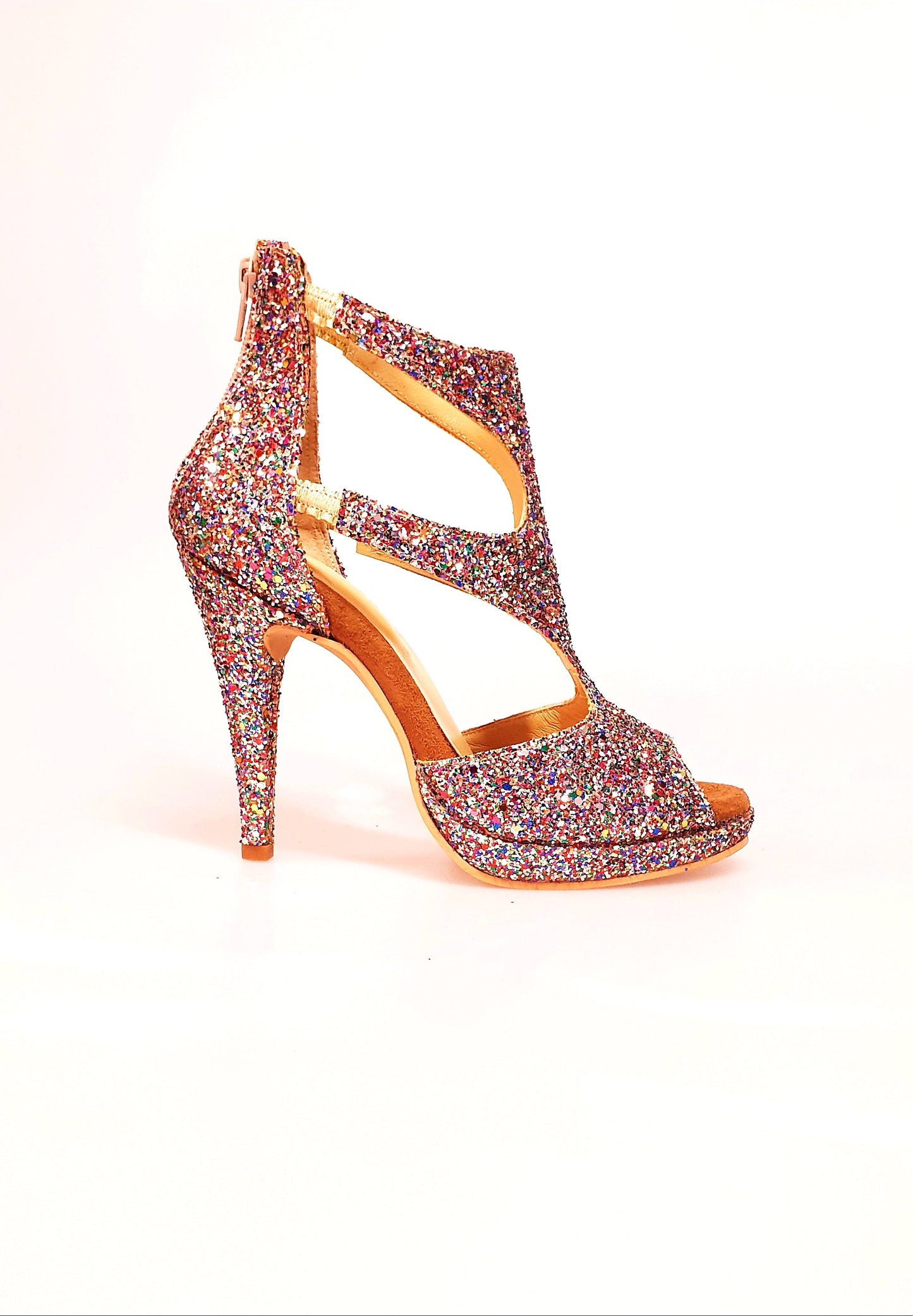 Sandalo da donna Wish Dance Shop Nina Kristall con plateau in cristalli multicolor e tacco a spillo largo, fodera in pelle.