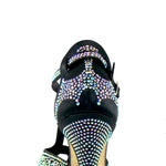 Load image into Gallery viewer, MIRIAM Temptation Plus (LP6) - Sandalo da Donna in Raso Seta Nero con Swarovski Boreali Tacco Alto a Spillo Largo e Plateau
