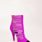 Load image into Gallery viewer, Elizabeth Plus - Sandalo da Donna a Tronchetto in Camoscio Fuxia e Swarovski Boreali
