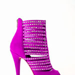 Load image into Gallery viewer, Elizabeth Plus - Sandalo da Donna a Tronchetto in Camoscio Fuxia e Swarovski Boreali
