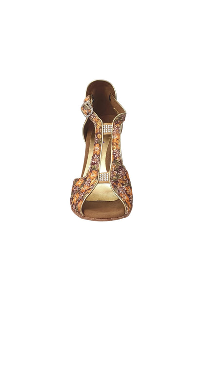 Sandalo da donna Fascino in strass con fiore beige, scarpa elegante con dettagli lucidi, ideale per occasioni speciali.