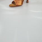 Load image into Gallery viewer, 304H - Bronze Satin Shoe with Spool Heel
