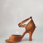 Load image into Gallery viewer, 304H - Bronze Satin Shoe with Spool Heel
