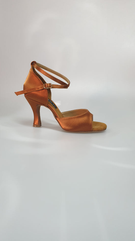 304H - Bronze Satin Shoe with Spool Heel
