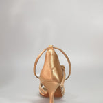 Load image into Gallery viewer, 301H - Flesh Satin Shoe with Net and Spool Heel
