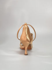 Carica immagine nella Galleria, 301H - Scarpa Raso carne con Retina e Tacco a Rocchetto
