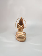 Carica immagine nella Galleria, 301H - Scarpa Raso carne con Retina e Tacco a Rocchetto
