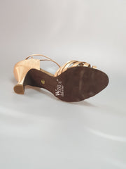 Load image into Gallery viewer, Ely QB (32QB N) - Scarpa Da ballo Basica da Donna in Raso Seta Carne Cinturino doppio alla caviglia tacco a Rocchetto
