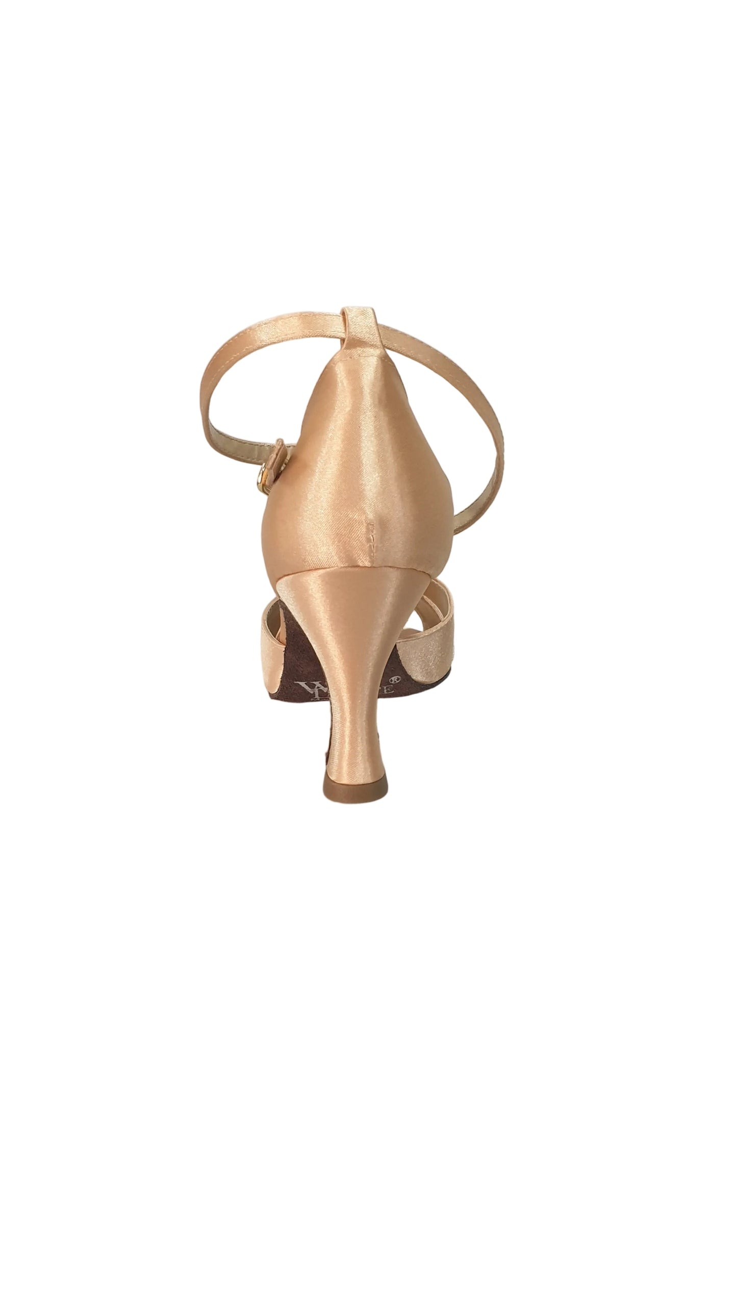 Scarpa da ballo Wish Dance Ely QB in raso seta carne con cinturino doppio alla caviglia e tacco a rocchetto, donna.