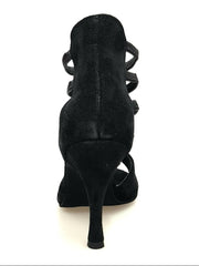 Load image into Gallery viewer, Carina Barbossa (460PW) - Woman&#39;s Sandal in Black Suede with Gold Studs Skull Design and stiletto heel covered in Black Suede
