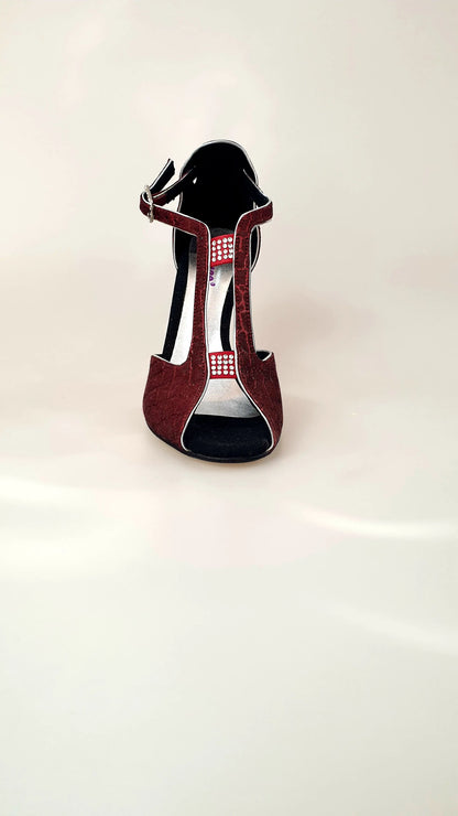 Scarpa da donna Wishdance Fascino 401 in Sunset Rosso, con design elegante e dettagli alla moda.