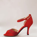 Load image into Gallery viewer, 32QB (B) Red Suede and Red Glitter Shoe
