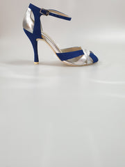 Load image into Gallery viewer, OndaVB - Scarpa da Donna in Camoscio Blu Royal e Pelle Argento
