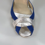 Load image into Gallery viewer, OndaVB - Scarpa da Donna in Camoscio Blu Royal e Pelle Argento

