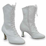 Load image into Gallery viewer, D-2 Zip 619 (L / Jo / F) - Low Boot in White Leather with Laces closed on the front and Zip opening on the side
