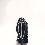 Load image into Gallery viewer, Eveline QC (1538QC) SW - Ladies Dance Shoes With Net in Black Silk Satin With crossed straps on the instep and Swarovski Boreal Fantasy Design
