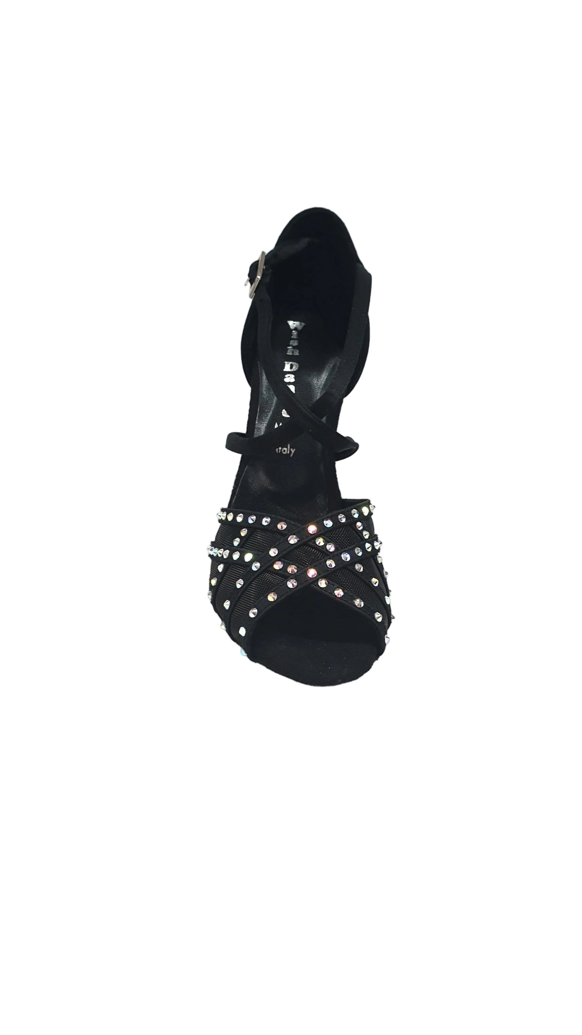 Scarpa da donna Wish Dance Shop Eveline QC con retina in raso e Swarovski Boreali con cinturini incrociati sul collopiede