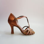 Load image into Gallery viewer, Infinity (BI-Flex) - Woman&#39;s Shoe in Bronze Silk Satin with Partial Swarovski only forward and Extraflex Competition Bottom
