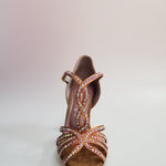 Load image into Gallery viewer, Infinity (BI-Flex) - Woman&#39;s Shoe in Bronze Silk Satin with Partial Swarovski only forward and Extraflex Competition Bottom
