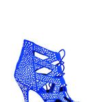 Load image into Gallery viewer, Olimpya Extra Plus - Sandalo a Tronchetto in Camoscio Blu Royal e Swarovski Boreali
