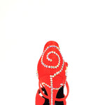 Load image into Gallery viewer, Gravity SW QC (32QC) - Women&#39;s Red Silk Satin Shoe with Swarovski Stick Design Crossed Instep Strap
