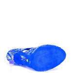 Load image into Gallery viewer, Olimpya Extra Plus - Sandalo a Tronchetto in Camoscio Blu Royal e Swarovski Boreali
