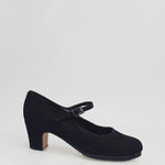 Carica immagine nella Galleria, Carmen (B) - Scarpa Decoltè Da Flamenco in Camoscio Nero con Chiodi Ribattuti a Mano
