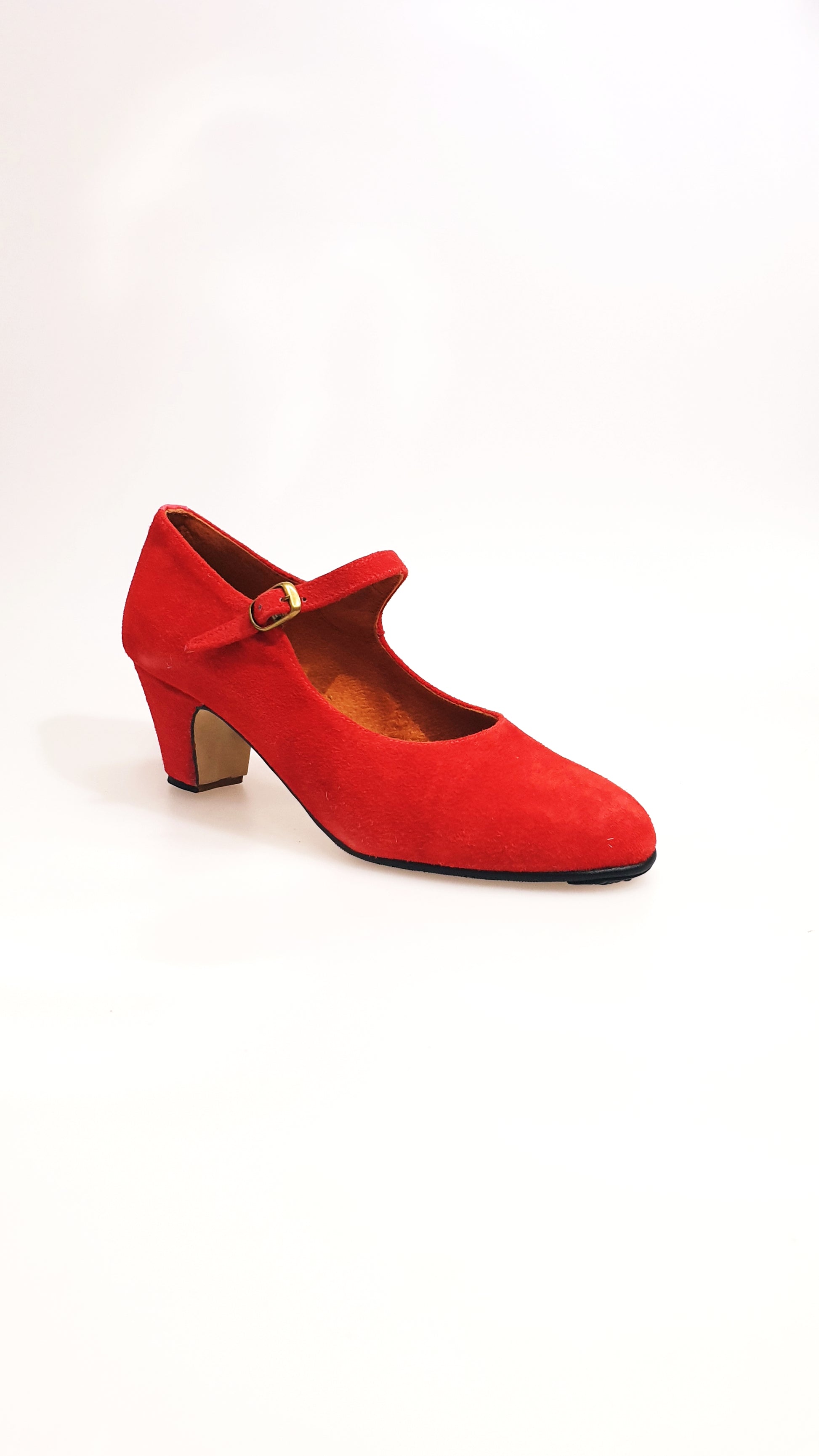 Scarpa da flamenco Carmen in camoscio rosso con chiodi ribattuti a mano, elegante calzatura decoltè Wish Dance Shop