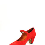 Load image into Gallery viewer, Carmen (B) - Flamenco Decoltè Shoe in Red Suede with Hand Stuffed Nails

