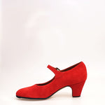 Load image into Gallery viewer, Carmen (B) - Flamenco Decoltè Shoe in Red Suede with Hand Stuffed Nails
